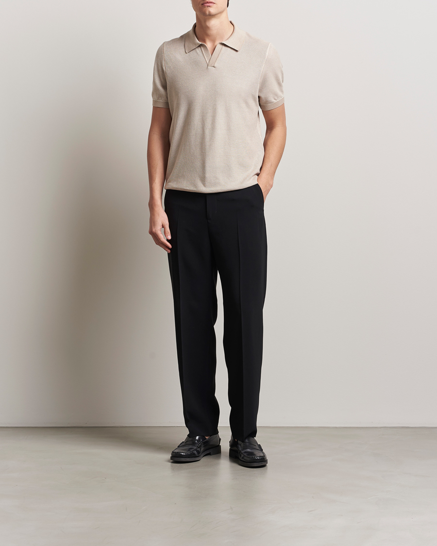 Mies | Pikeet | BOSS BLACK | Jianluca Cotton/Lyocell Knitted Polo Open White