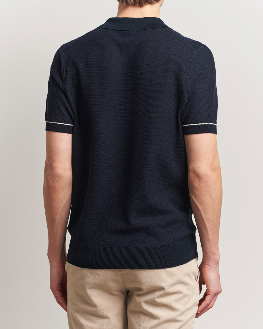 Mies | Pikeet | BOSS BLACK | Jianluca Cotton/Lyocell Knitted Polo Dark Blue