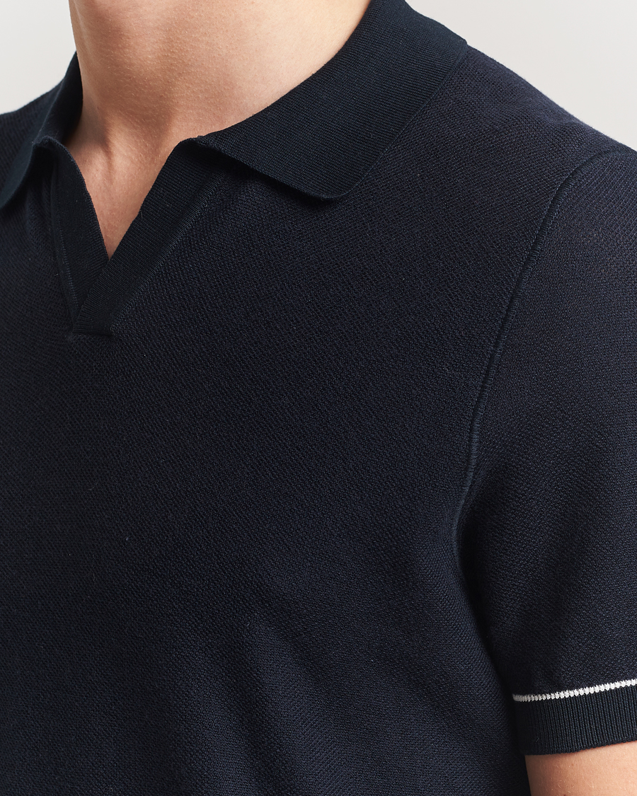 Mies | Pikeet | BOSS BLACK | Jianluca Cotton/Lyocell Knitted Polo Dark Blue