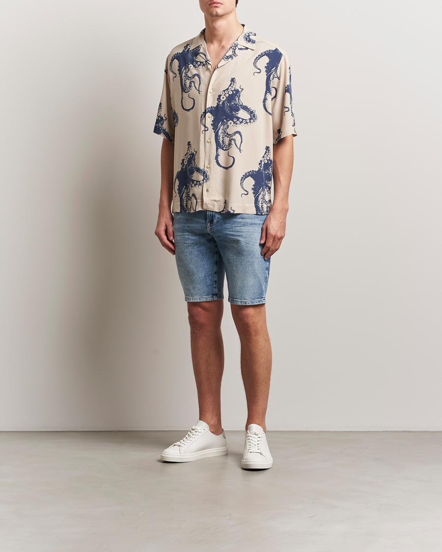 Mies | Kauluspaidat | BOSS ORANGE | Lapisy Printed Short Sleeve Shirt Light Beige