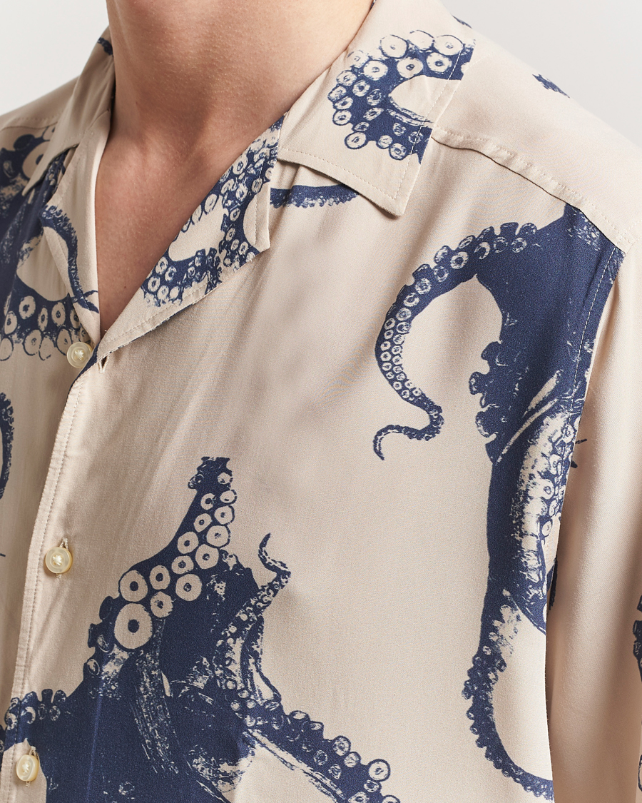 Mies | Kauluspaidat | BOSS ORANGE | Lapisy Printed Short Sleeve Shirt Light Beige