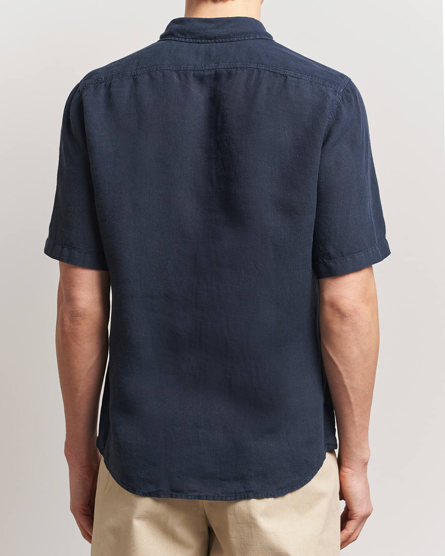 Mies | Kauluspaidat | BOSS ORANGE | Rash Linen Short Sleeve Shirt Dark Blue