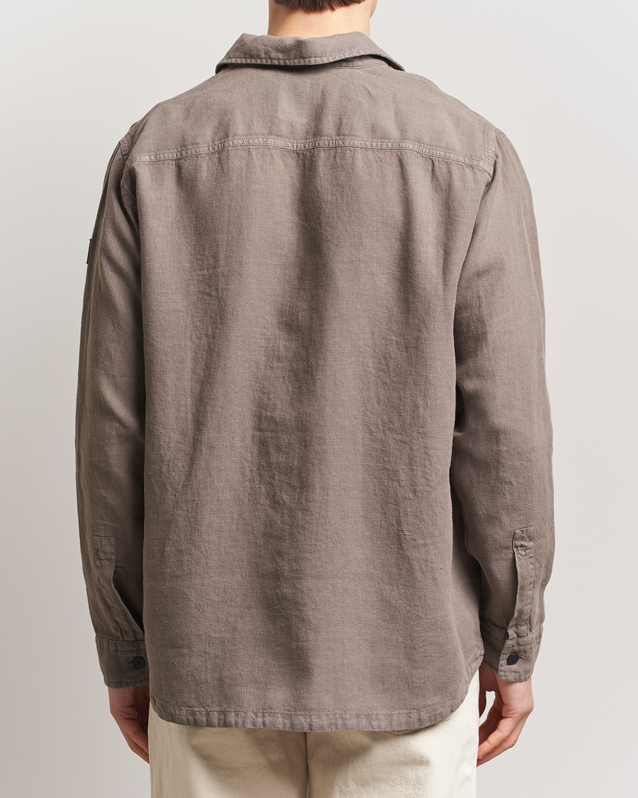 Mies | Kauluspaidat | BOSS ORANGE | Locky Linen Overshirt Open Beige