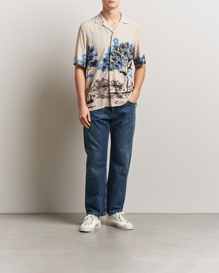 Mies | Kauluspaidat | BOSS ORANGE | Rayer Printed Short Sleeve Shirt Light Beige