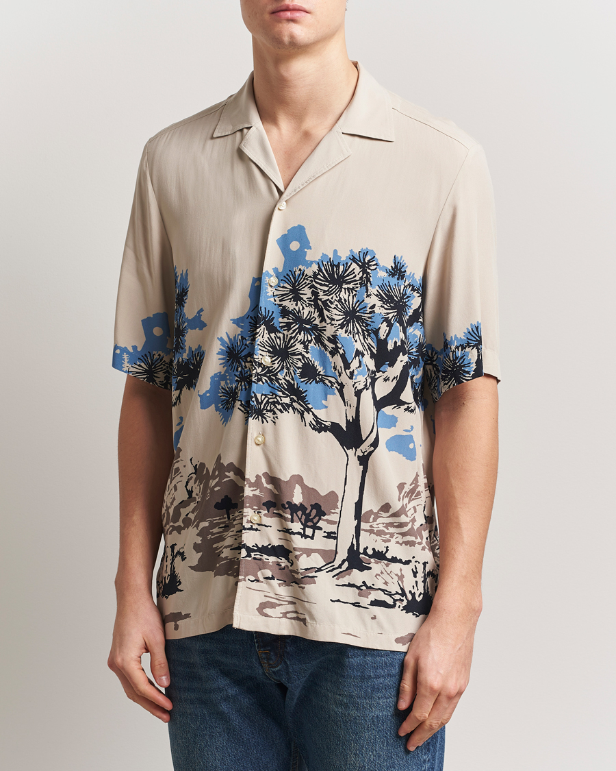 Mies | Kauluspaidat | BOSS ORANGE | Rayer Printed Short Sleeve Shirt Light Beige