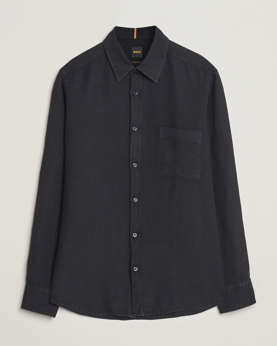 Mies | Kauluspaidat | BOSS ORANGE | Relegant Linen Shirt Black