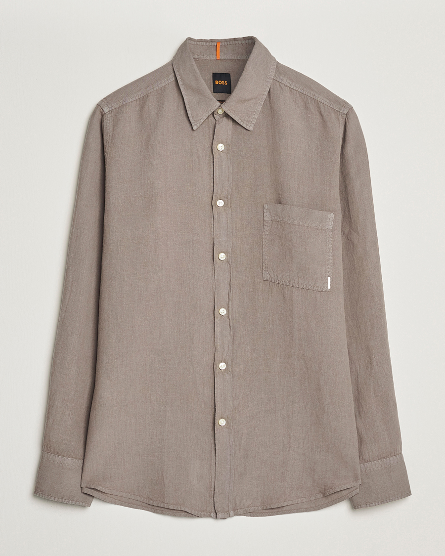 Mies | Kauluspaidat | BOSS ORANGE | Relegant Linen Shirt Open Beige