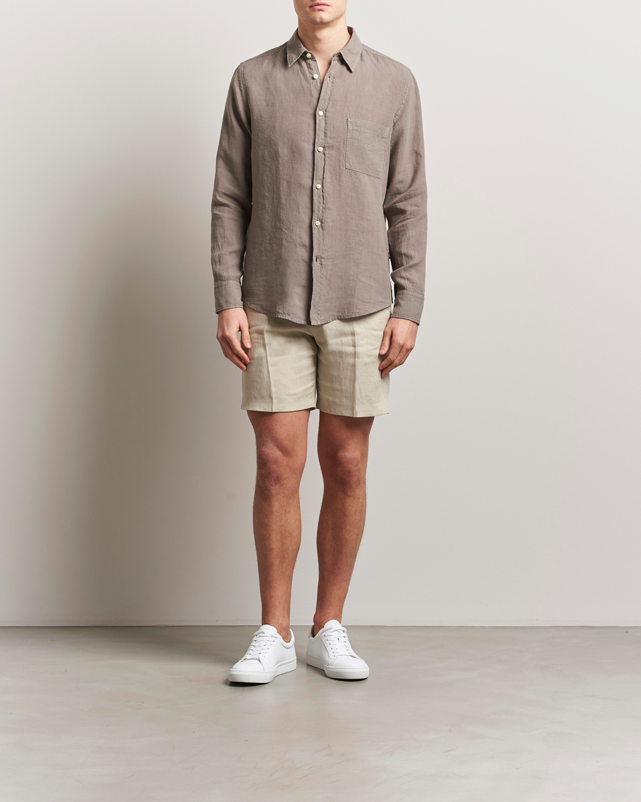 Mies | Kauluspaidat | BOSS ORANGE | Relegant Linen Shirt Open Beige