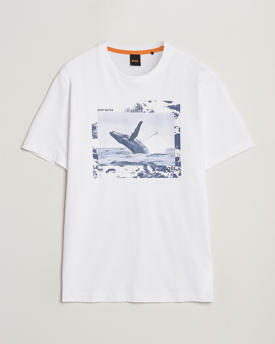 Mies | T-paidat | BOSS ORANGE | Dunetrace Printed Crew Neck T-Shirt White
