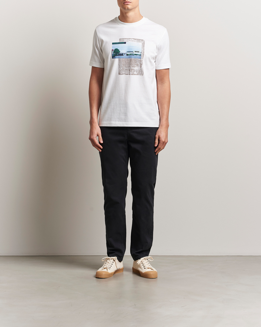 Mies | T-paidat | BOSS ORANGE | On The Way Printed Crew Neck T-Shirt White