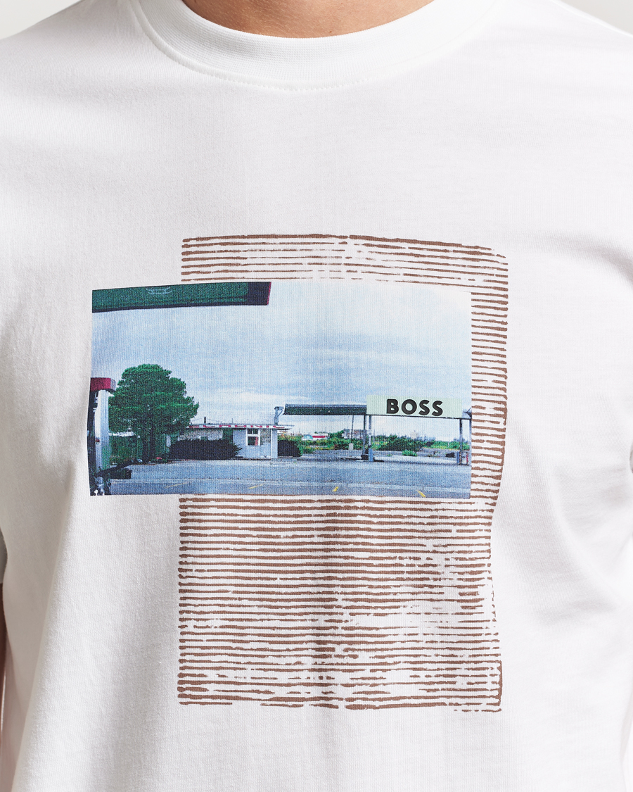 Mies | T-paidat | BOSS ORANGE | On The Way Printed Crew Neck T-Shirt White