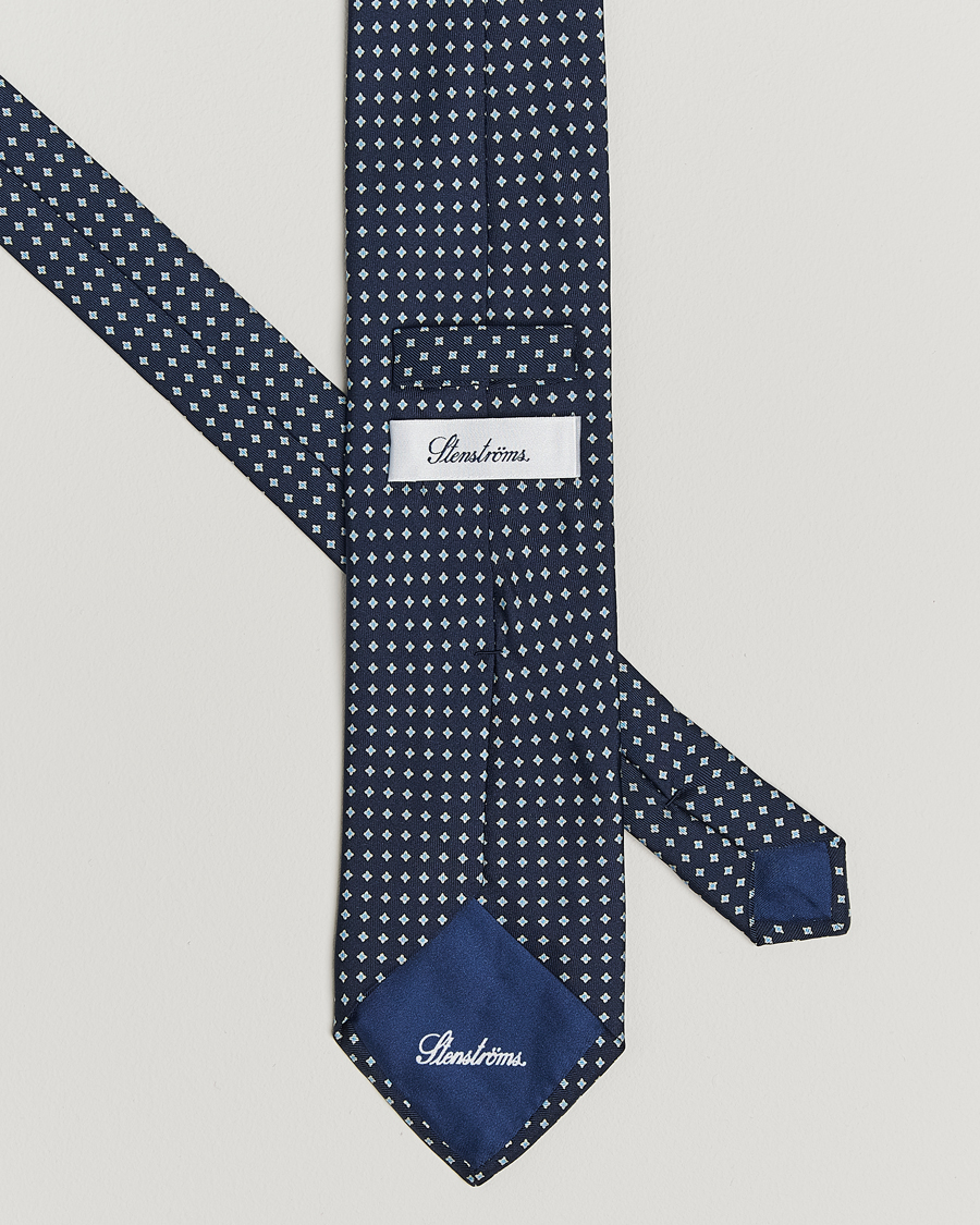 Mies | Solmiot | Stenströms | Printed Silk Tie 7,5cm Navy