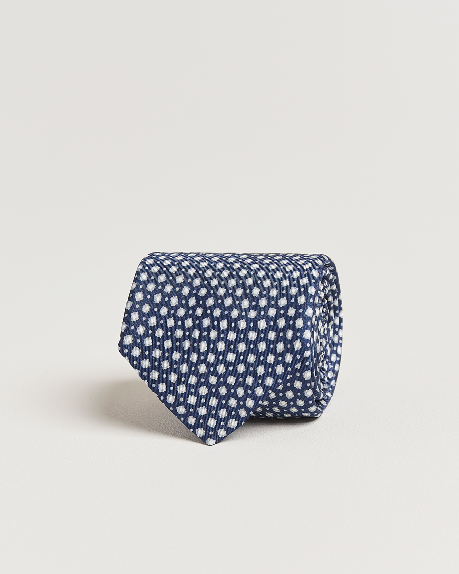 Mies | Solmiot | Stenströms | Printed Silk Tie 7,5cm Blue