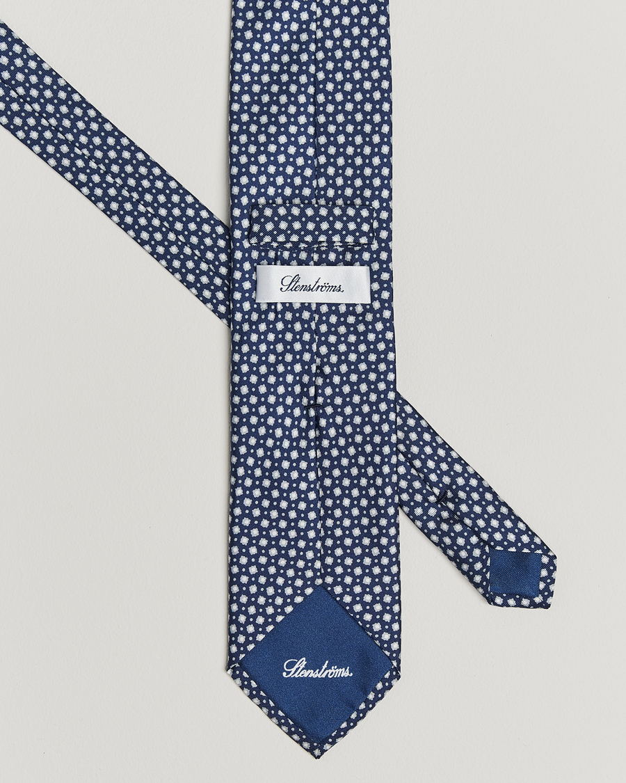 Mies | Solmiot | Stenströms | Printed Silk Tie 7,5cm Blue
