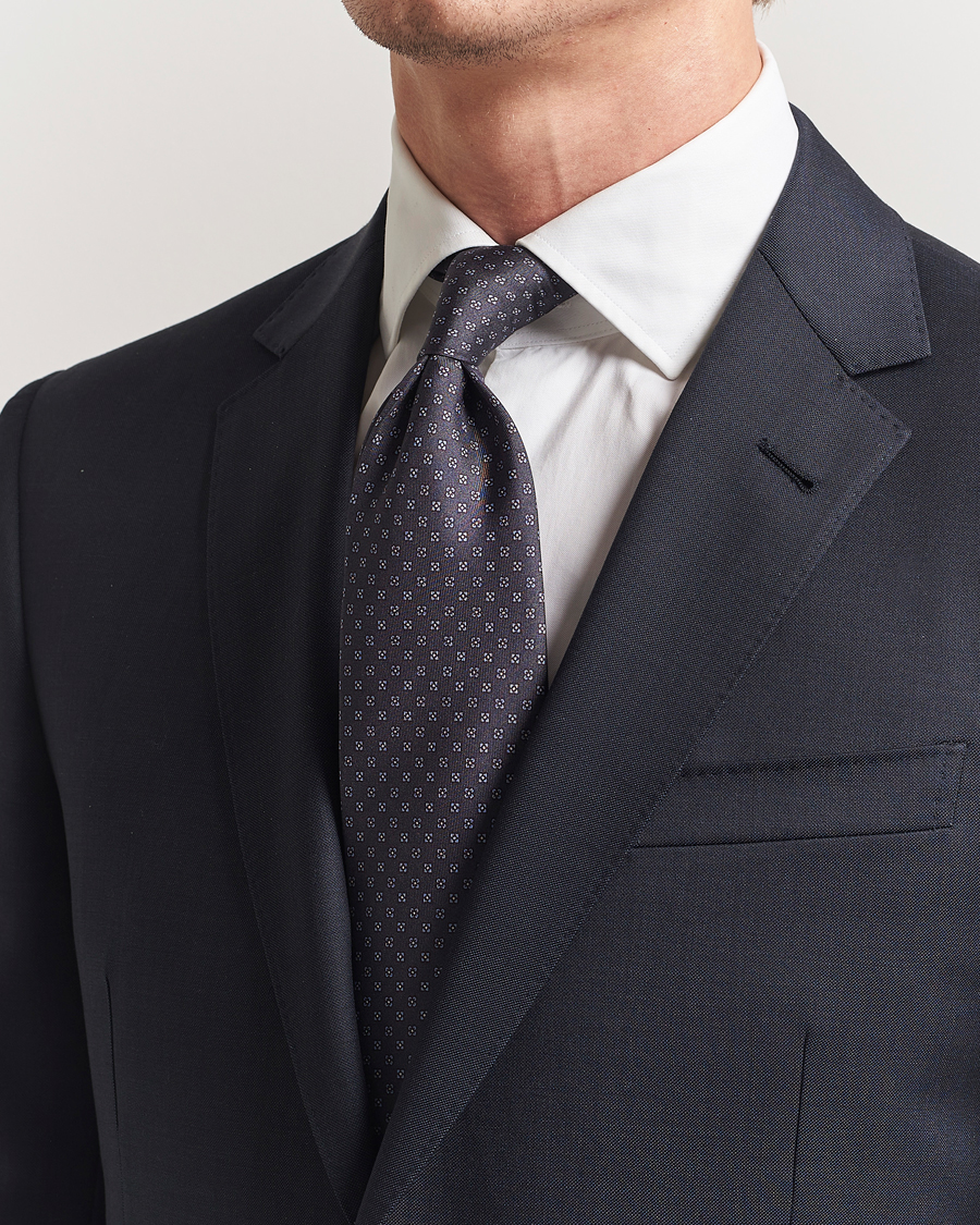 Mies | Solmiot | Stenströms | Printed Silk Tie 7,5cm Grey