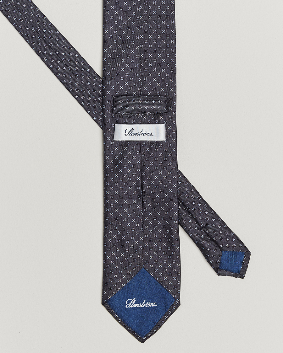 Mies | Solmiot | Stenströms | Printed Silk Tie 7,5cm Grey