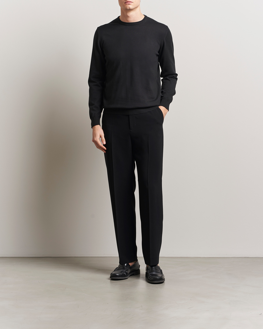Mies | Puserot | Morgano | Supersoft Egyptian Cotton Crew Neck Black