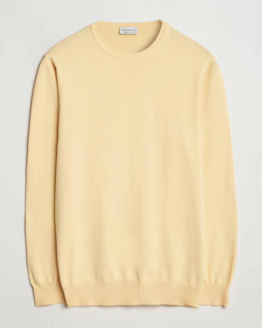 Mies | Puserot | Morgano | Supersoft Egyptian Cotton Crew Neck Light Yellow