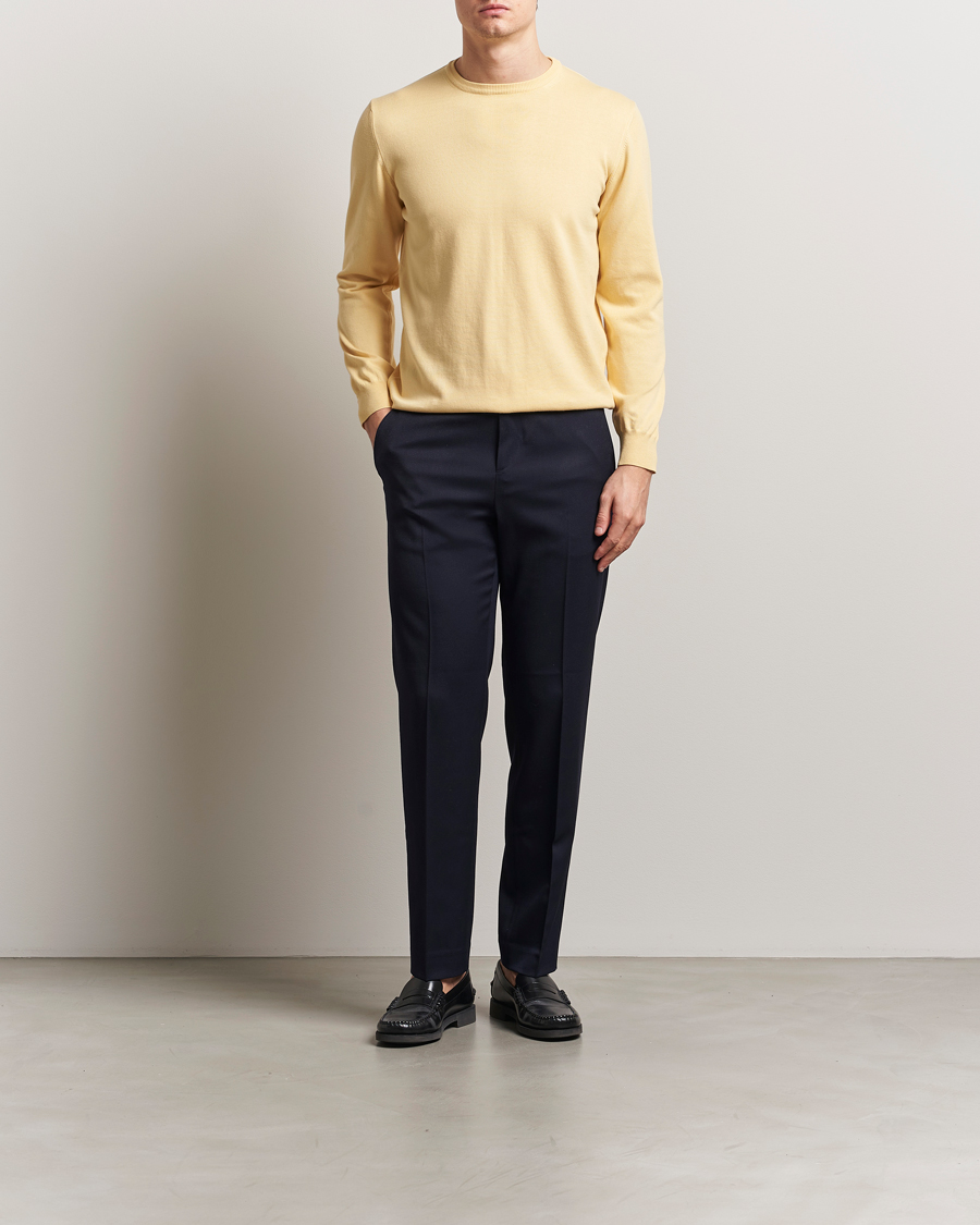 Mies | Puserot | Morgano | Supersoft Egyptian Cotton Crew Neck Light Yellow