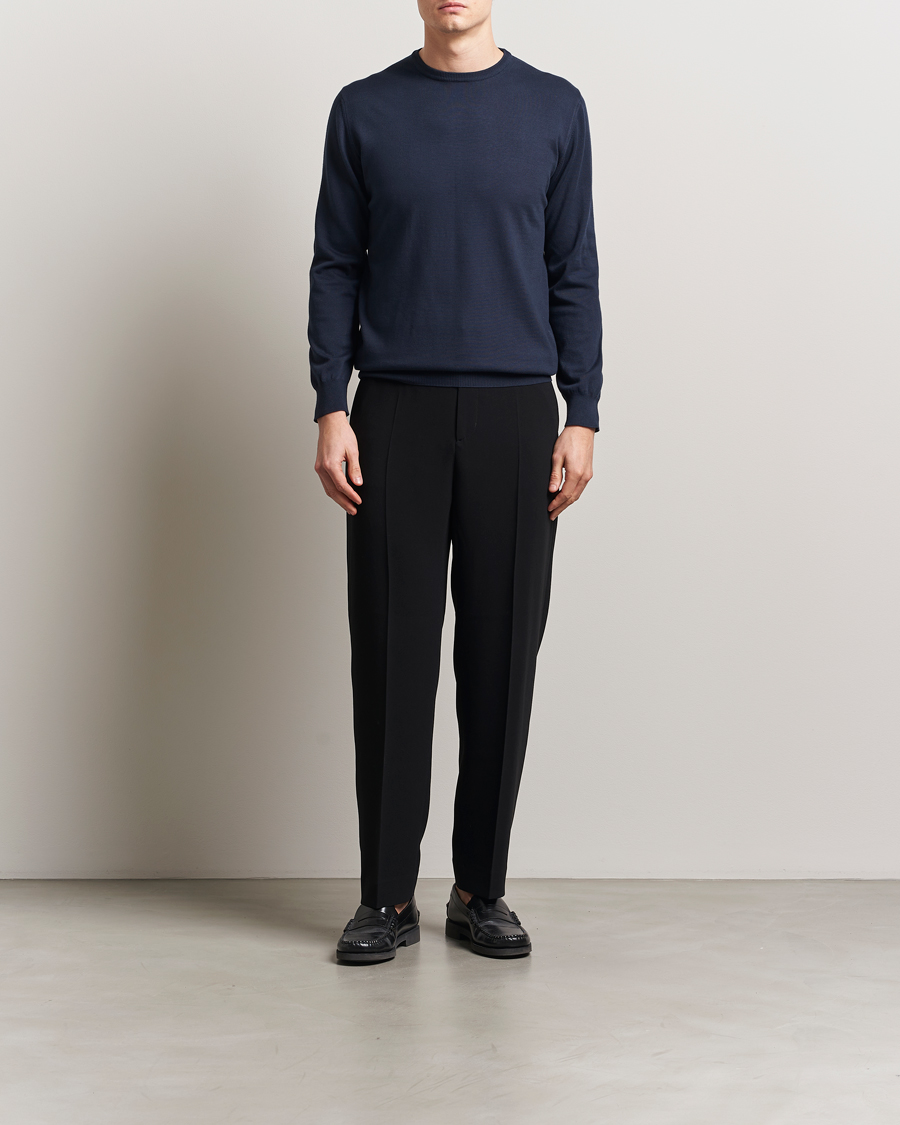 Mies | Puserot | Morgano | Supersoft Egyptian Cotton Crew Neck Navy