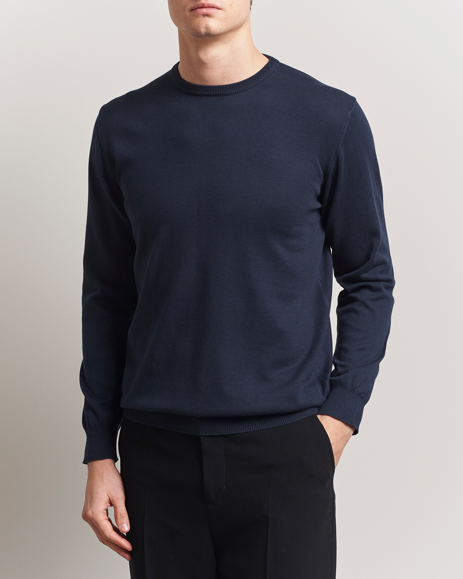 Mies | Puserot | Morgano | Supersoft Egyptian Cotton Crew Neck Navy