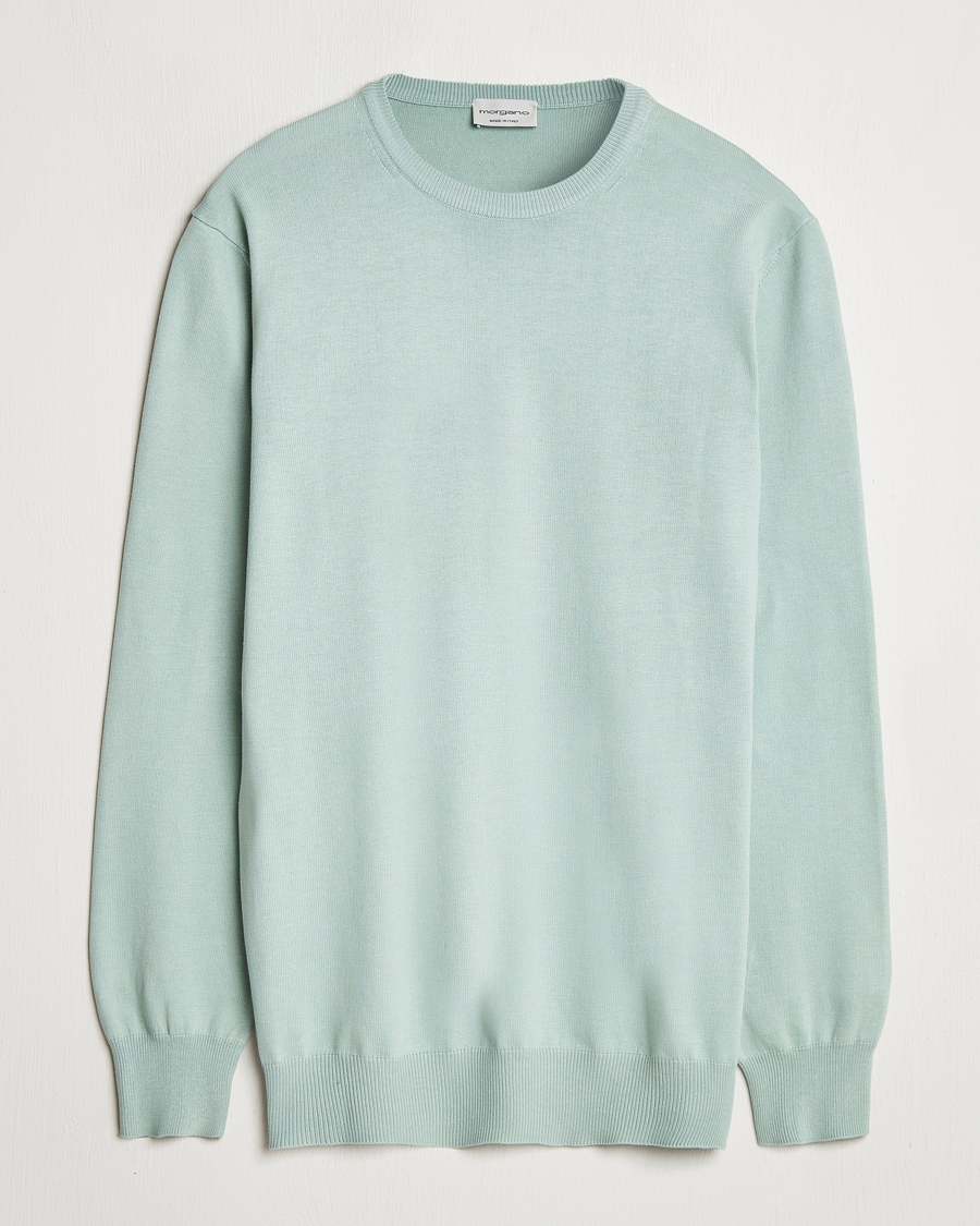 Mies | Puserot | Morgano | Supersoft Egyptian Cotton Crew Neck Light Green