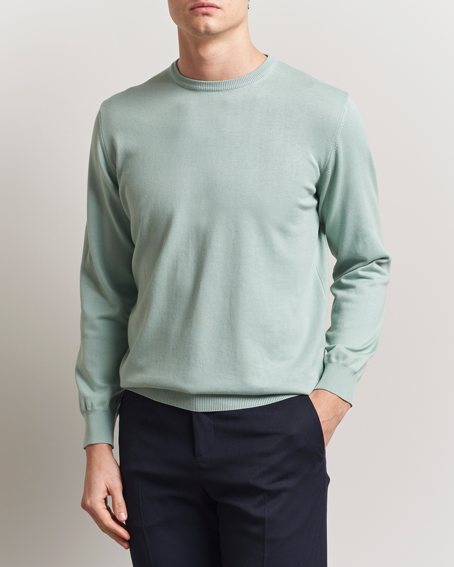 Mies | Puserot | Morgano | Supersoft Egyptian Cotton Crew Neck Light Green