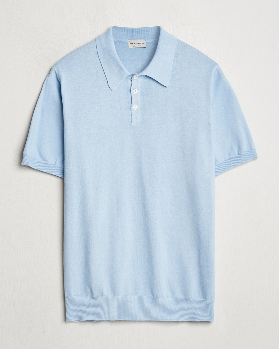 Mies | Pikeet | Morgano | Supersoft Egyptian Cotton Polo Light Blue