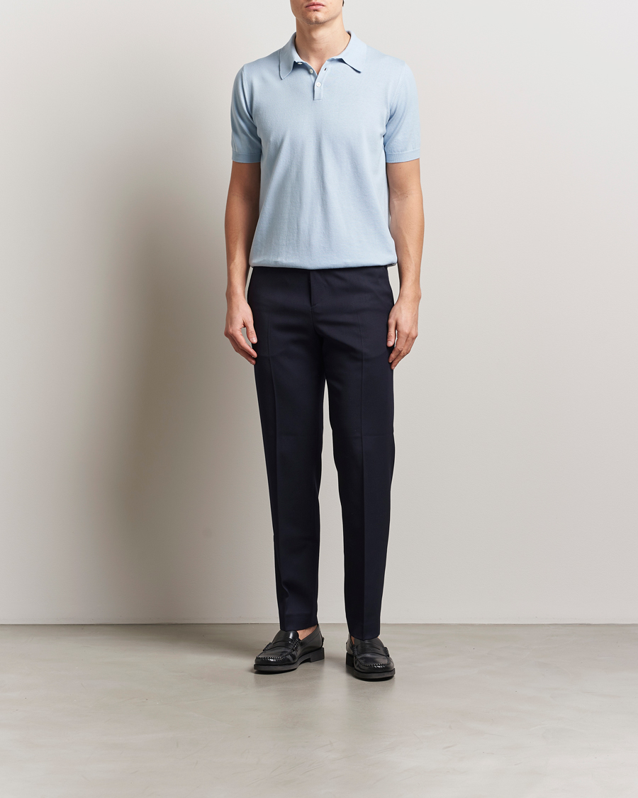 Mies | Pikeet | Morgano | Supersoft Egyptian Cotton Polo Light Blue