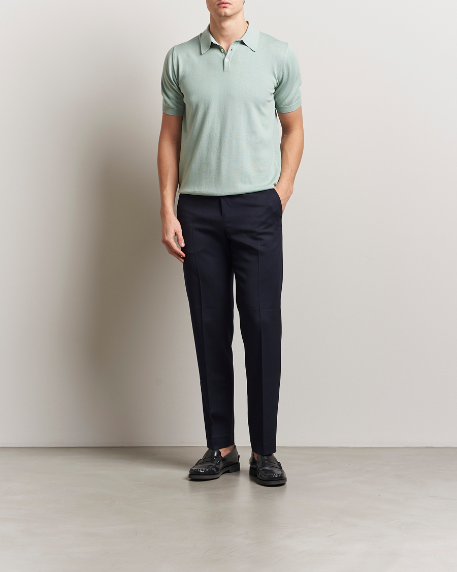Mies | Pikeet | Morgano | Supersoft Egyptian Cotton Polo Light Green