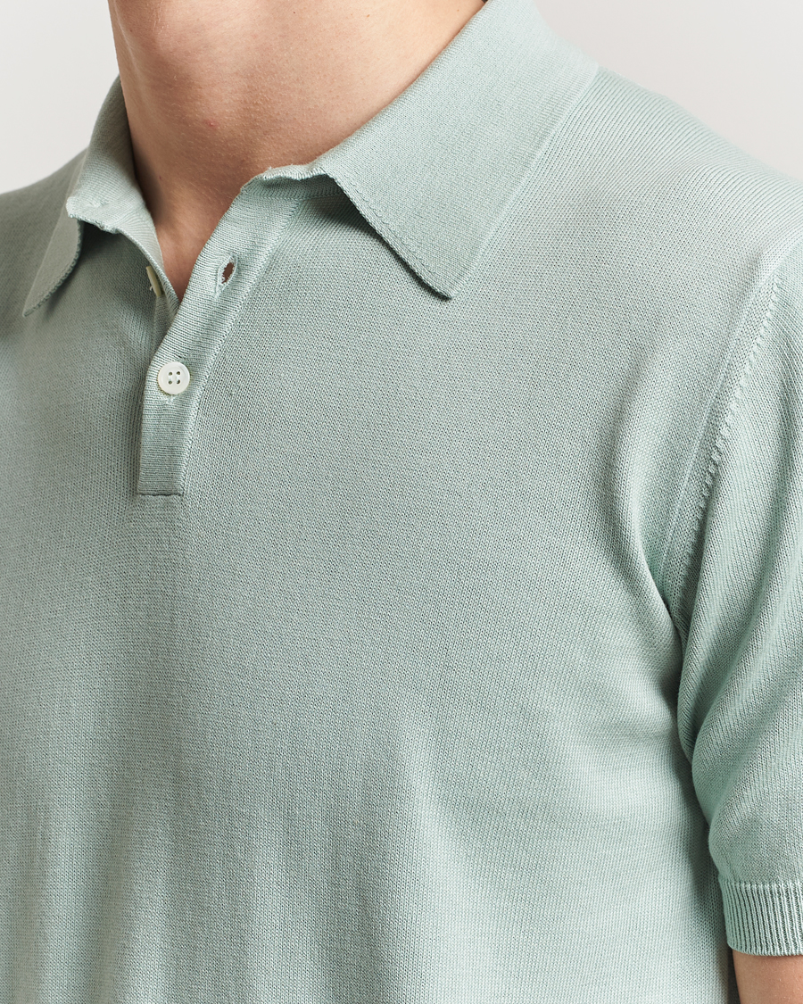 Mies | Pikeet | Morgano | Supersoft Egyptian Cotton Polo Light Green