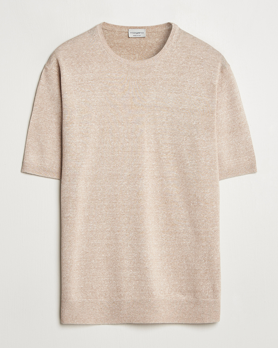 Mies | T-paidat | Morgano | Linen/Cotton T-Shirt Beige