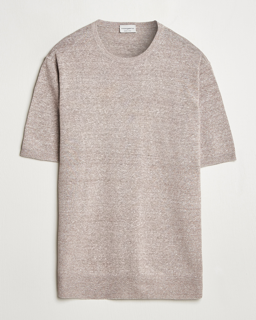 Mies | T-paidat | Morgano | Linen/Cotton T-Shirt Brown