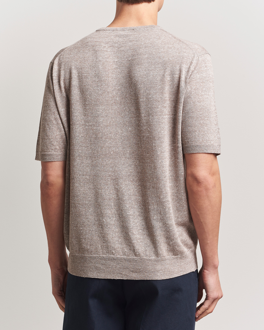 Mies | T-paidat | Morgano | Linen/Cotton T-Shirt Brown