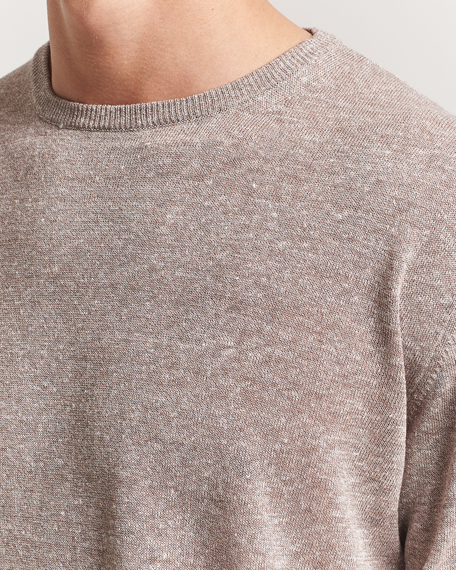 Mies | T-paidat | Morgano | Linen/Cotton T-Shirt Brown