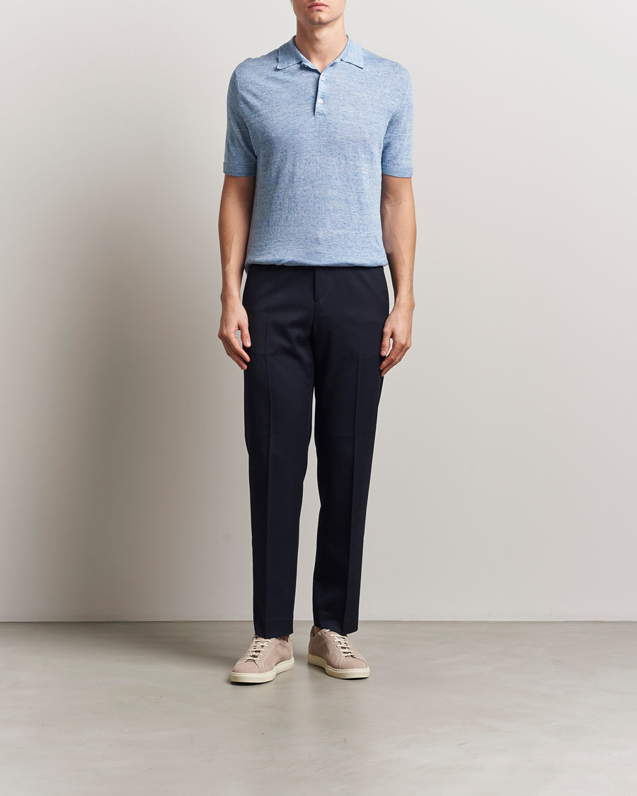 Mies | Pikeet | Morgano | Linen Polo Blue
