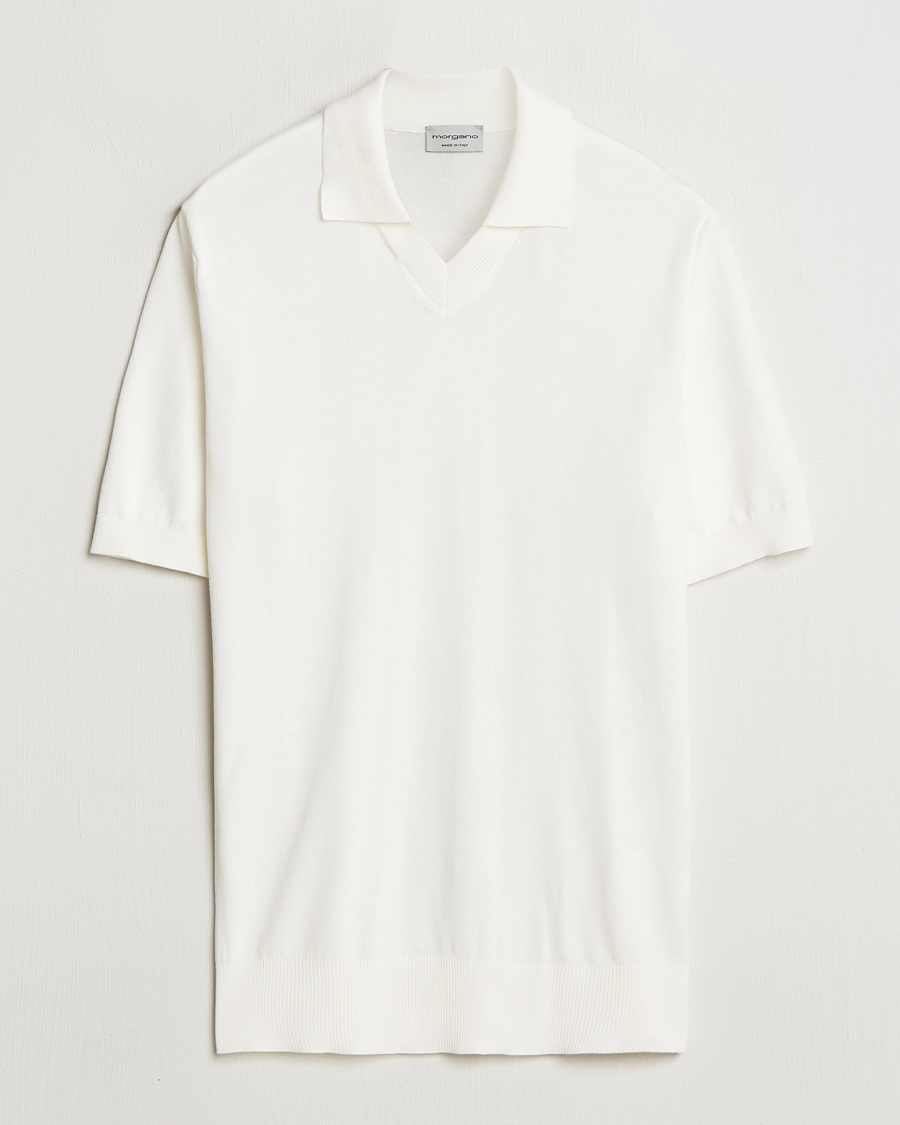 Mies | Pikeet | Morgano | Knitted Organic Cotton Polo White