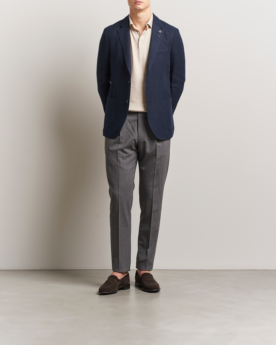 Mies | Pikkutakit | Lardini | Linen Canvas Blazer Navy