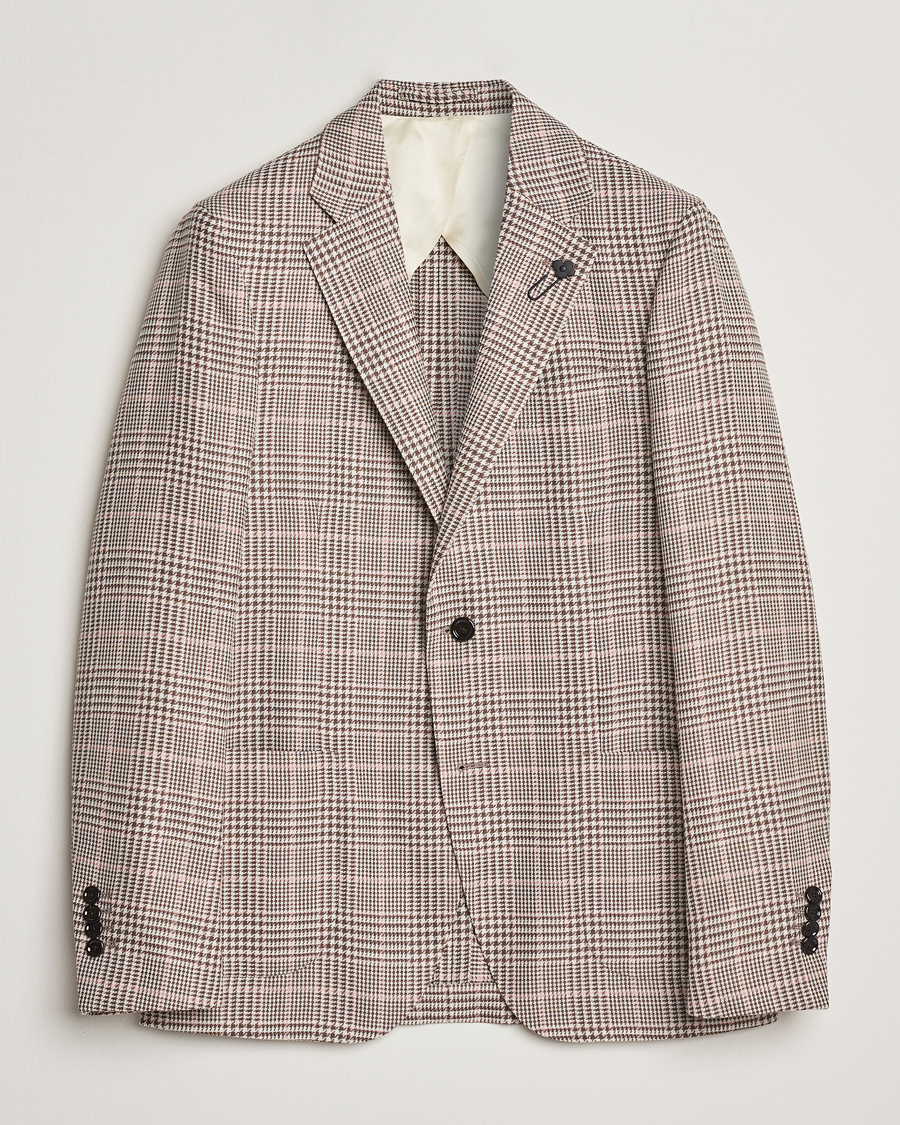Mies | Pikkutakit | Lardini | Wool/Cotton Checked Blazer Brown/Pink