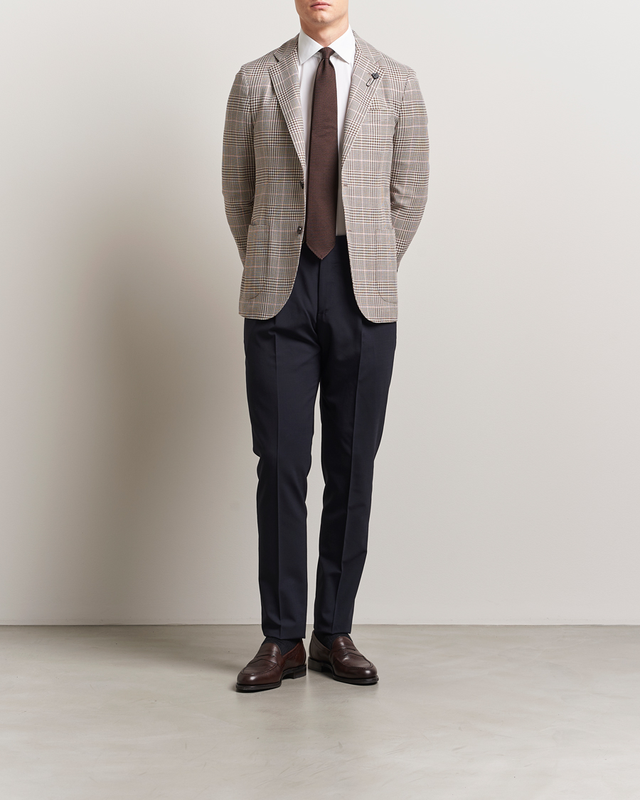 Mies | Pikkutakit | Lardini | Wool/Cotton Checked Blazer Brown/Pink