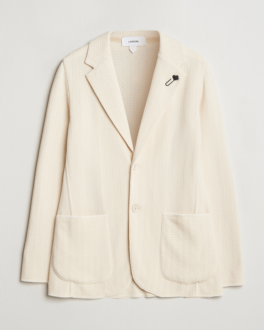 Mies | Pikkutakit | Lardini | Knitted Cotton Structured Blazer White/Beige