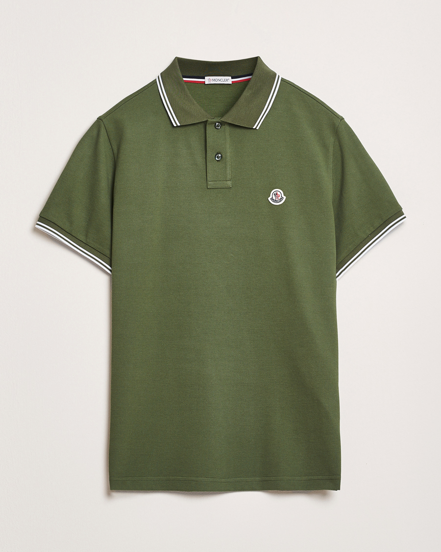 Mies | Pikeet | Moncler | Contrast Rib Polo Dark Green