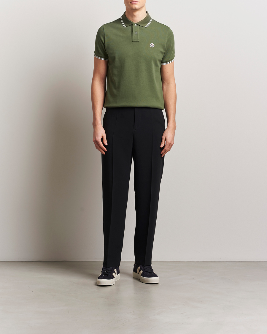 Mies | Pikeet | Moncler | Contrast Rib Polo Dark Green