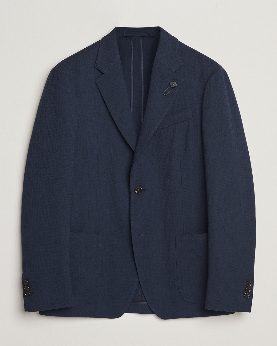 Mies | Pikkutakit | Lardini | Wool/Cotton Structured Blazer Navy