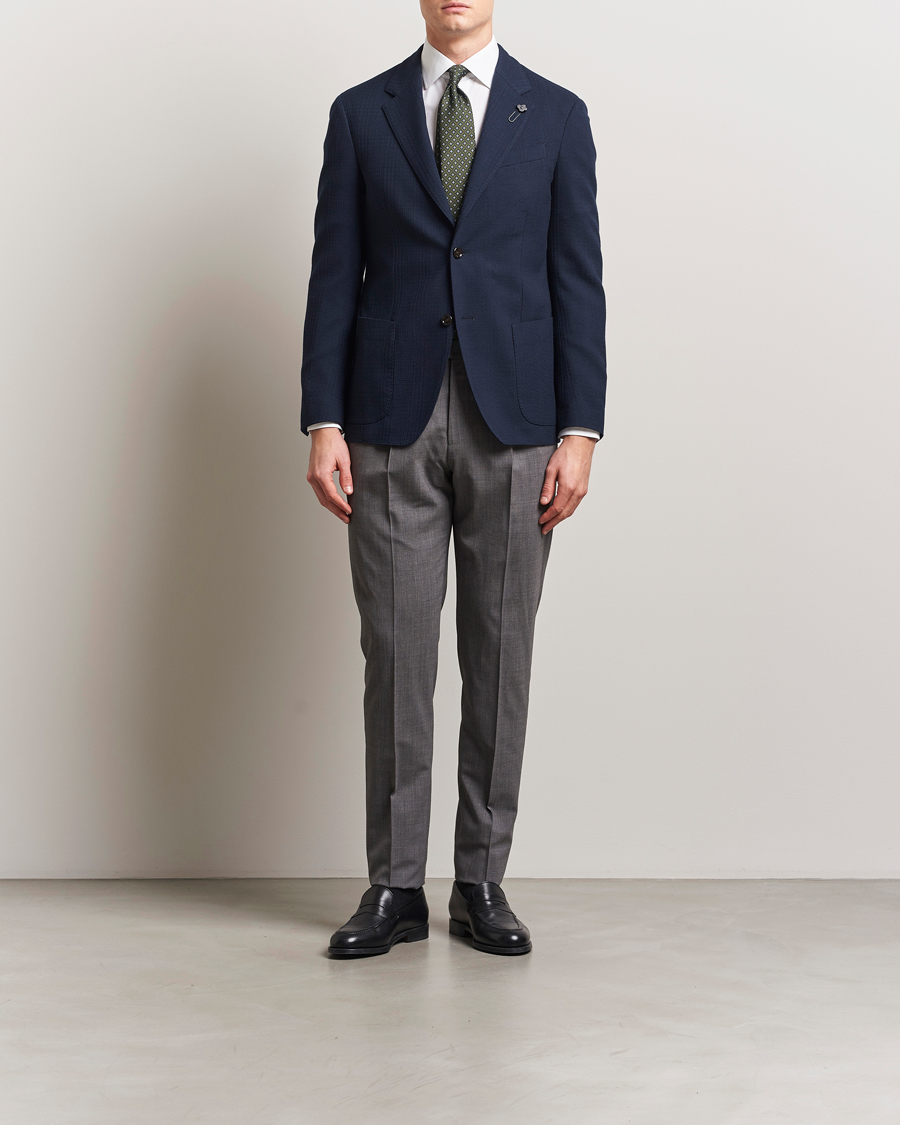 Mies | Pikkutakit | Lardini | Wool/Cotton Structured Blazer Navy