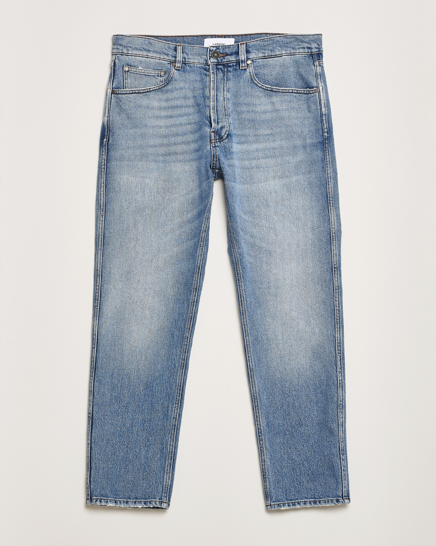 Mies | Farkut | Lardini | Tapered Washed Jeans Blue