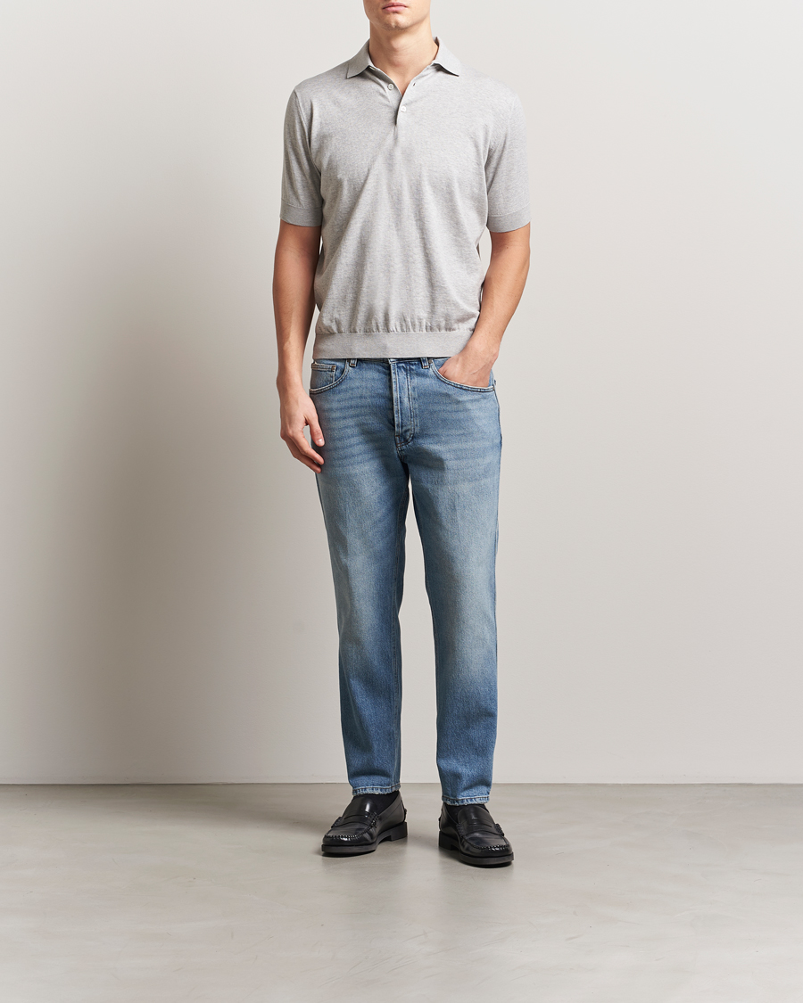 Mies | Farkut | Lardini | Tapered Washed Jeans Blue