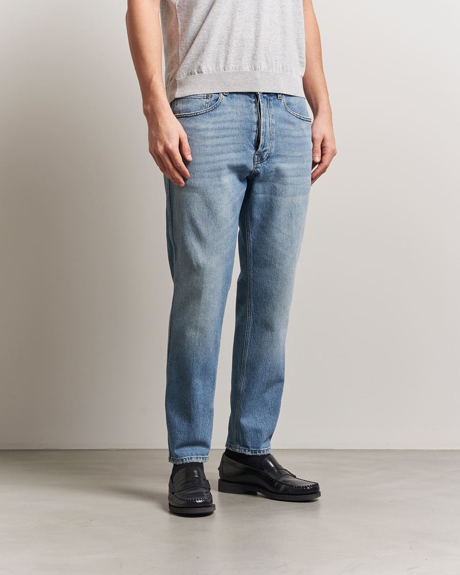 Mies | Farkut | Lardini | Tapered Washed Jeans Blue