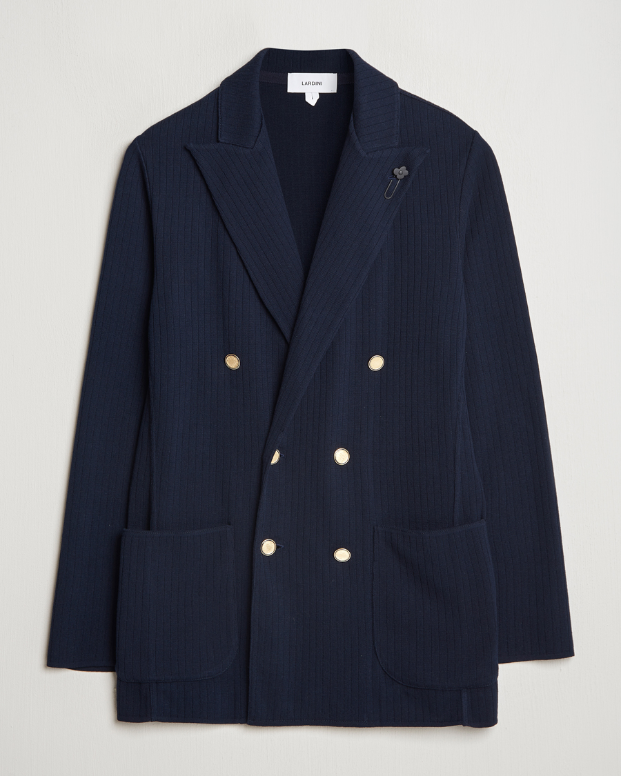 Mies | Pikkutakit | Lardini | Double Breasted Knitted Cotton Blazer Navy