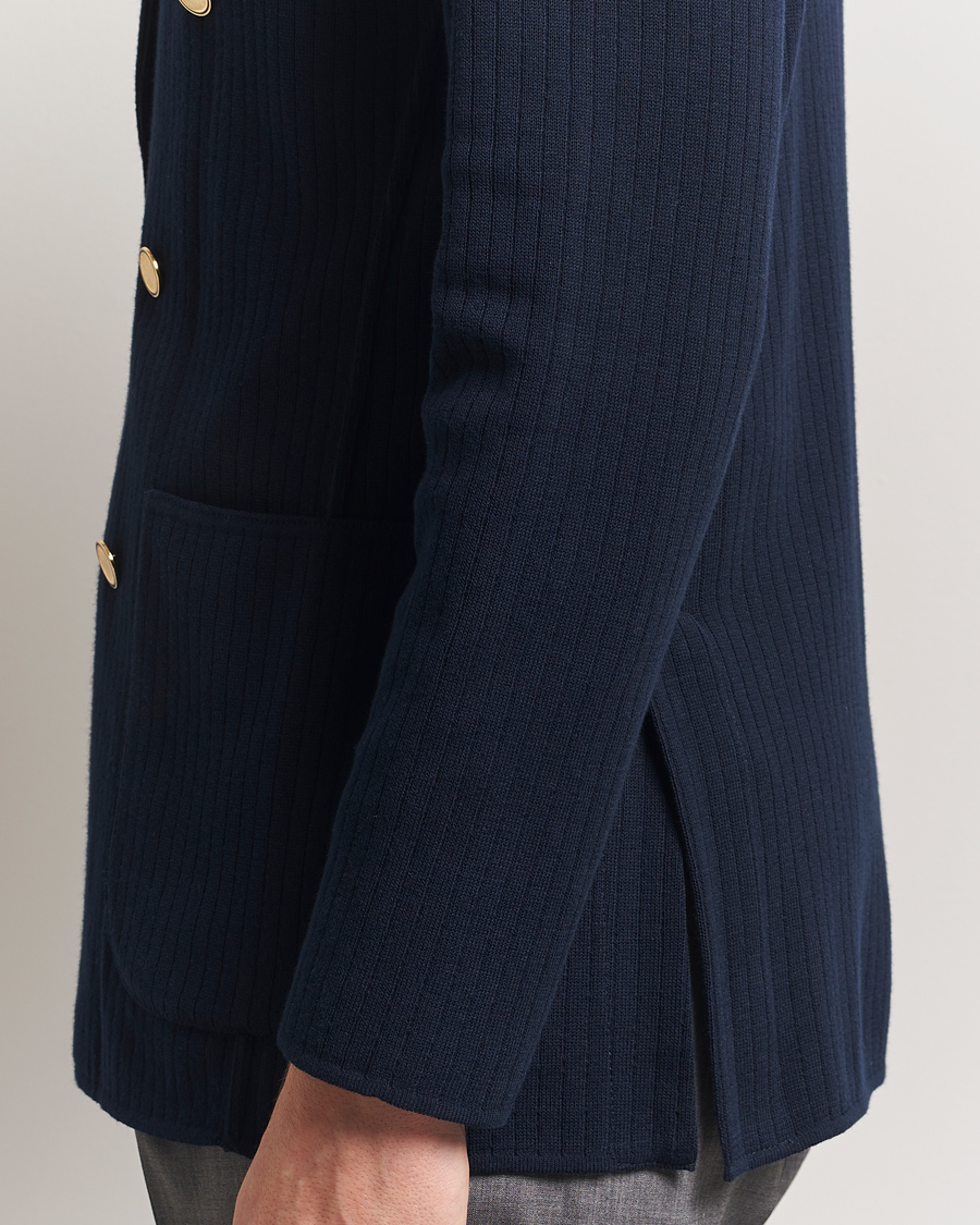 Mies | Pikkutakit | Lardini | Double Breasted Knitted Cotton Blazer Navy